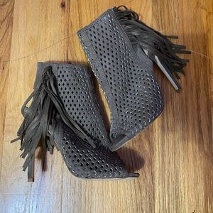 Just Fab Fringe Taupe Heels